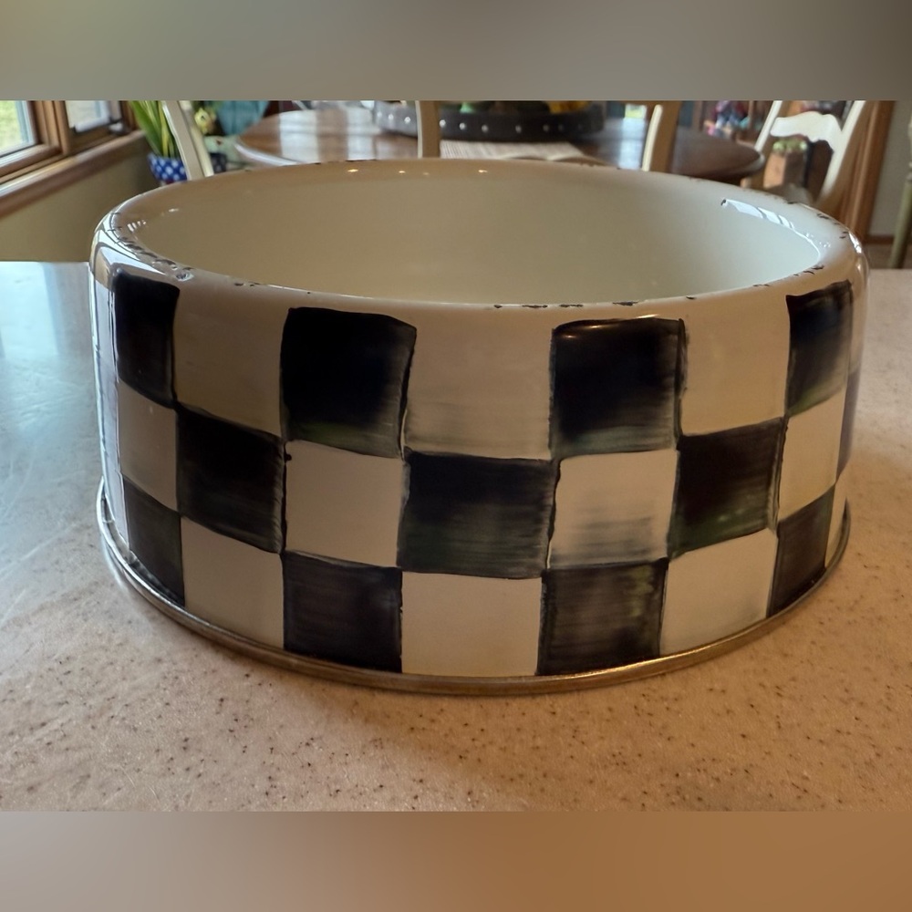 Mackenzie Childs Checkered Dog Bowl